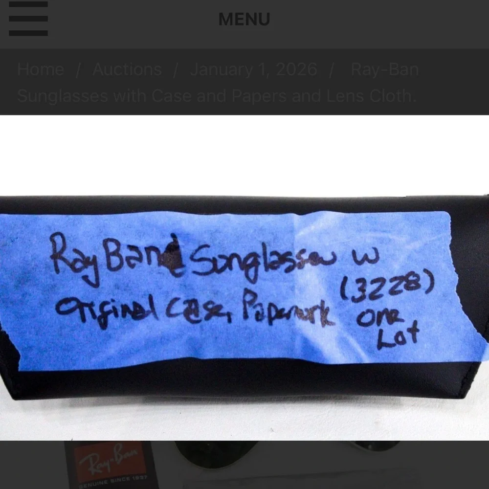 Ray-Ban Sunglasses with Case and Papers and Lens Cloth.